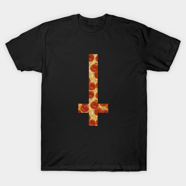 pizza inverted cross T-Shirt by gossiprag